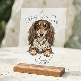 Tropical Dachshund Hochzeitsgetränke Gehen Auf Mic Acrylschild
