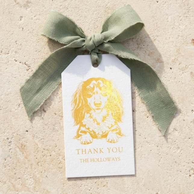 Tropical Dachshund Wedding Favor Geschenkanhänger (Tropical Dachshund Wedding Favor Foil Gift Tags)
