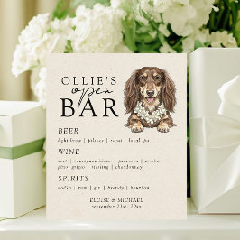 Tropical Dachshund Wedding Open Bar Menu Sockelschild