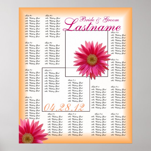 Tropical Daisy Wedding Guest Seating Chart Poster (Vorne)