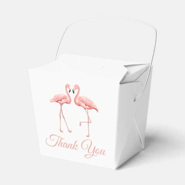 Tropical Danke Pink Wedding Flamingos Bridal Geschenkschachtel (Vorderseite)