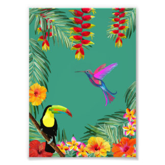 Tropical Delight hummingbird toucan flowers  Fotodruck