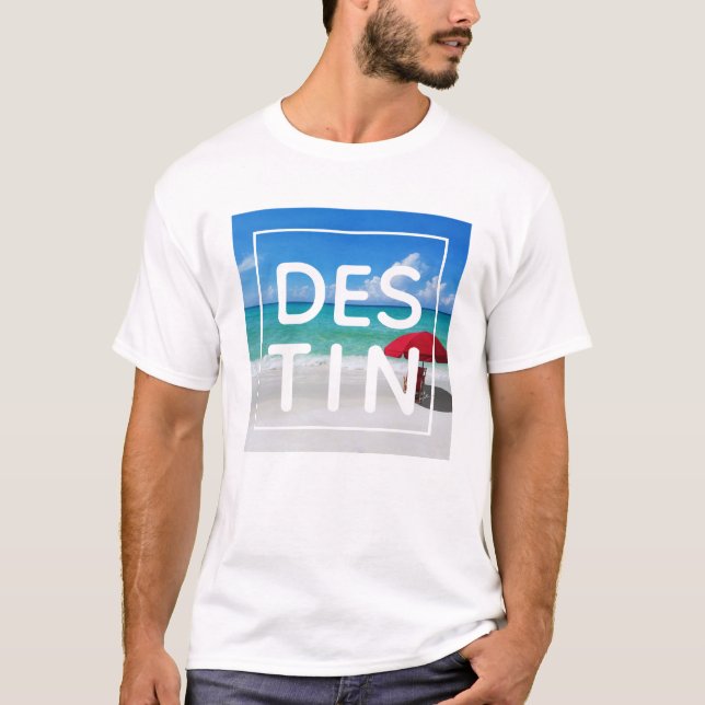 Tropical Destin Beach Florida Modern Typografie T-Shirt (Vorderseite)