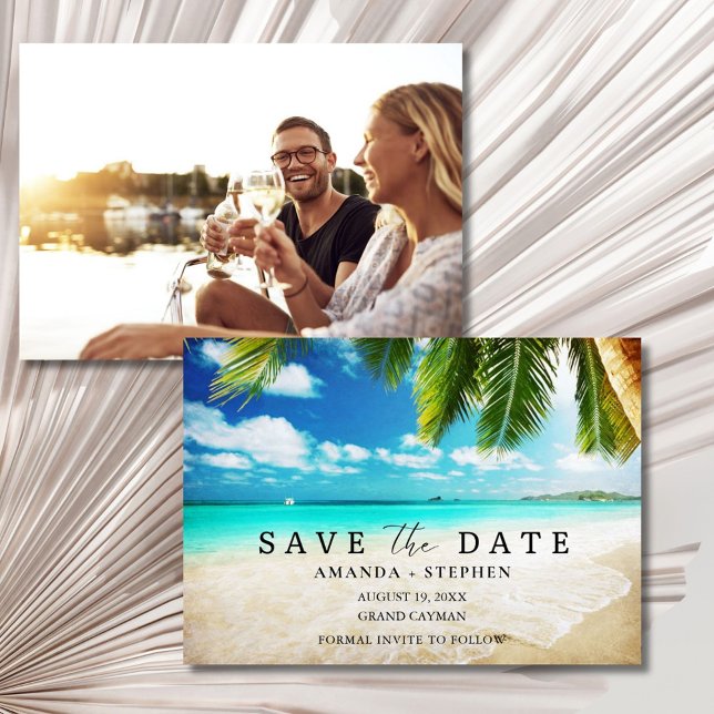 Tropical Destination Beach Photo Wedding Save The Date (Tropical Destination Beach Photo Wedding Save The Date)