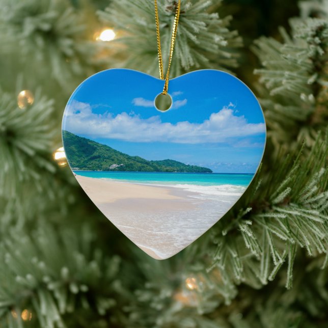 Tropical Destination Landschaftlich Beach Foto Keramik Ornament (Baum)
