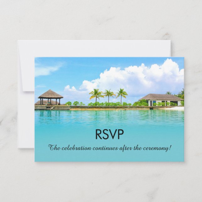 Tropical Destination Resort Beach Wedding UAWG Einladung (Vorderseite)