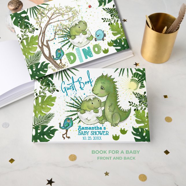 Tropical Dino Baby Showbook Geschichte Gästebuch (Tropical Dino Baby Shower Guest Book Story tale)