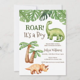 Tropical Dinosaur Baby Dusche Einladung