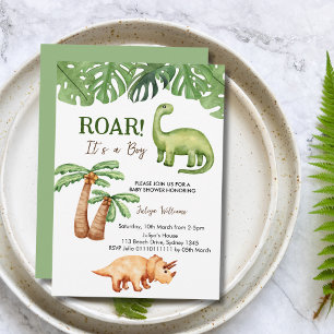 Tropical Dinosaur Boy Baby Dusche Einladung
