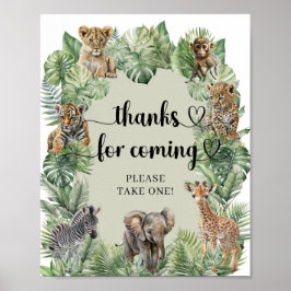 Tropical Dschungel Safari Tiere Danke für das Komm Poster