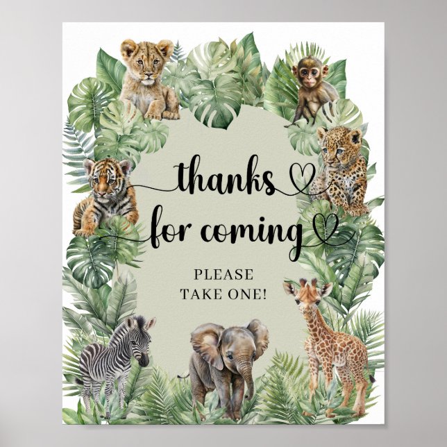 Tropical Dschungel Safari Tiere Danke für das Komm Poster (Vorne)