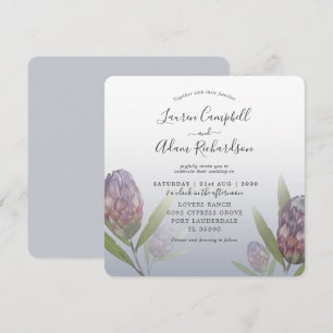 Tropical Dusty Blue & Lila Floral Wedding Einladung