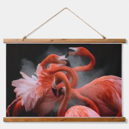 Tropical Elegance Flamingo Dance Photography Wandteppich Mit Holzrahmen