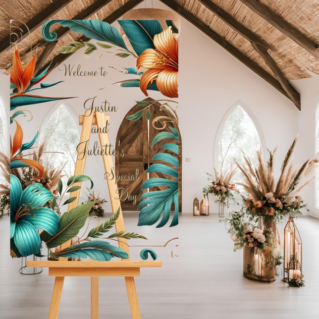 Tropical Elegance Wedding Welcome Sign Acrylschild (Von Creator hochgeladen)