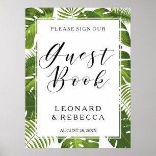 Tropical Elegant Blätter Gästebuch Hochzeitszeiche