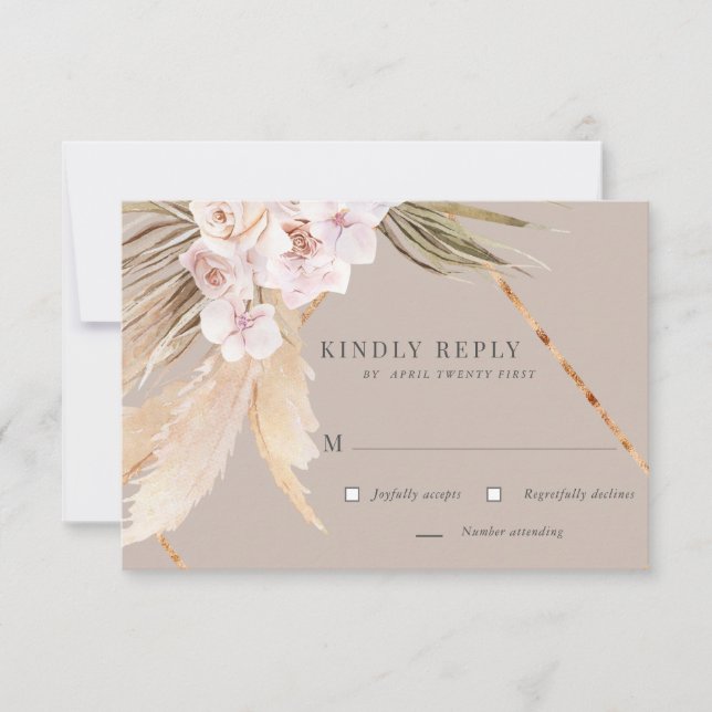 Tropical Elegant Floral RSVP-Karte RSVP Karte (Vorderseite)