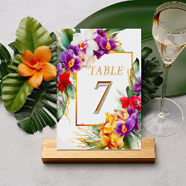 Tropical Elegant Floral Wedding Tischnummer
