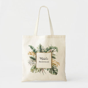 Tropical Elegant Green Gold Palms Bridesmaid Gefal Tragetasche