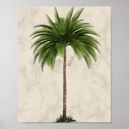 Tropical Elegant Palm Tree Champagne Marmor Poster