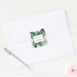Tropical Elegante Pflanze Trending Wedding Quadratischer Aufkleber