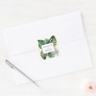 Tropical Elegante Pflanze Trending Wedding Quadratischer Aufkleber