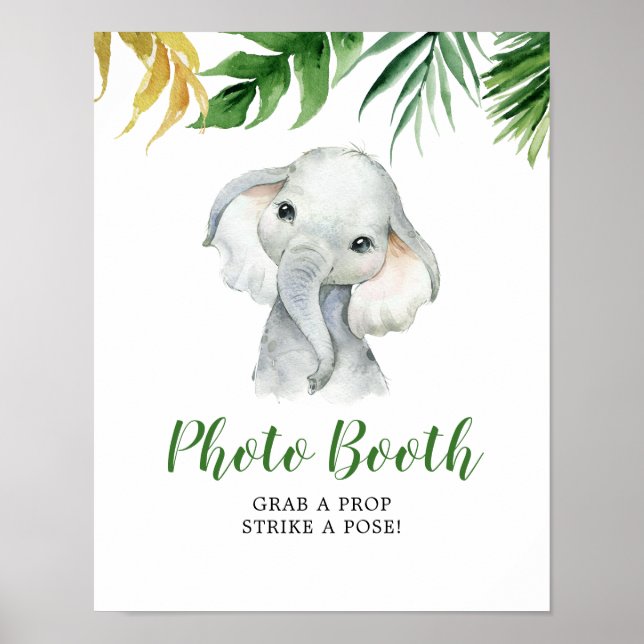 Tropical Elephant Boy Baby Shooting Foto Booth-Sch Poster (Vorne)