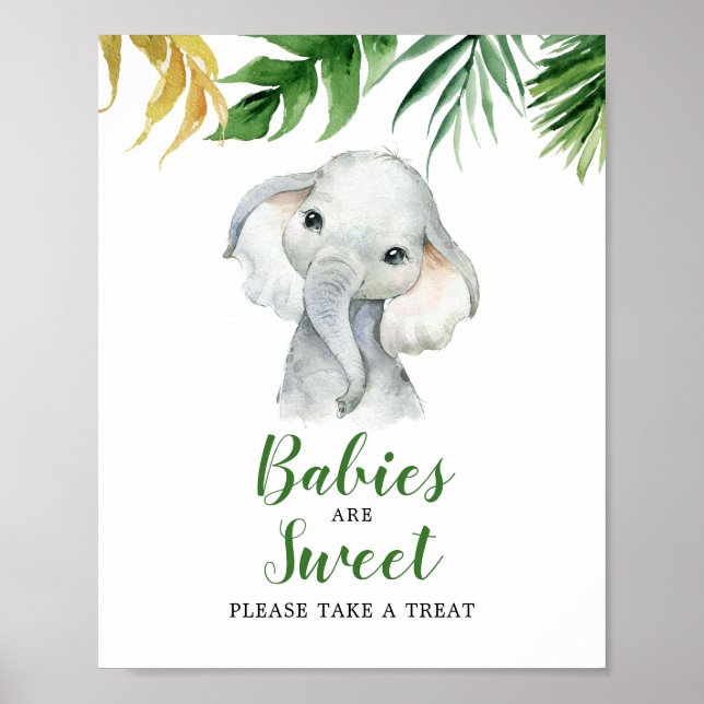 Tropical Elephant Boy Baby Shower Babys sind süß Poster (Vorne)