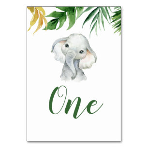 Tropical Elephant Boy Baby Shower Tischnummer