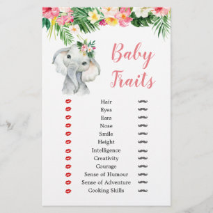 Tropical Elephant Girl Baby Shower Baby Tracks