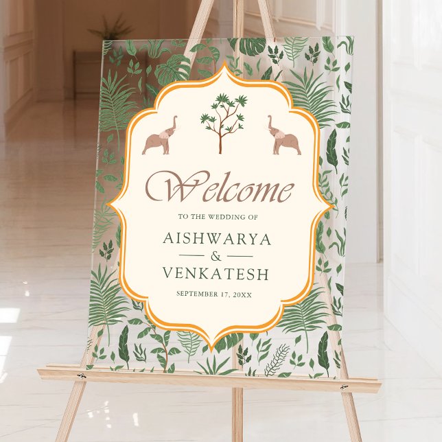 Tropical Elephant Indian Wedding Welcome Acrylschild (Von Creator hochgeladen)