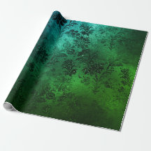 Tropical Emerald Black Floral Metallic Glam Sprark