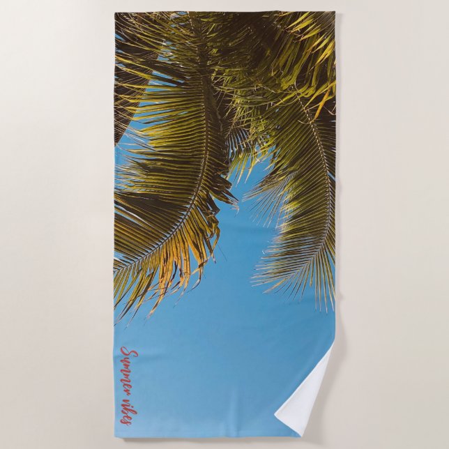 "Tropical Escape Beach Handtuch - Palm Tree Blätte (Vorderseite)