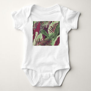 Tropical Exotic: Trendy Green Seamless Baby Strampler