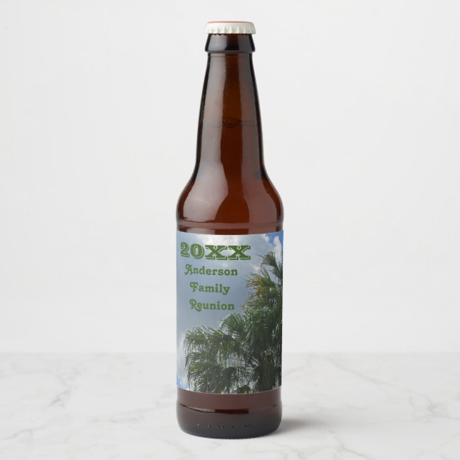 Tropical Family Wiedersehen Palm Trees Sommerurlau Bierflaschenetikett (Vorderseite)