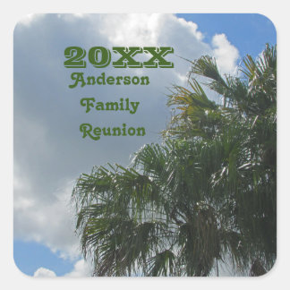 Tropical Family Wiedersehen Palm Trees Sommerurlau Quadratischer Aufkleber
