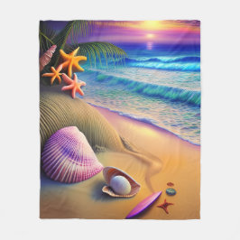 Tropical Fantasy Beach Sunset Fleecedecke