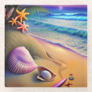 Tropical Fantasy Beach Sunset Glasuntersetzer