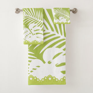Tropical Feuille Vert Blanc Fancy Trim