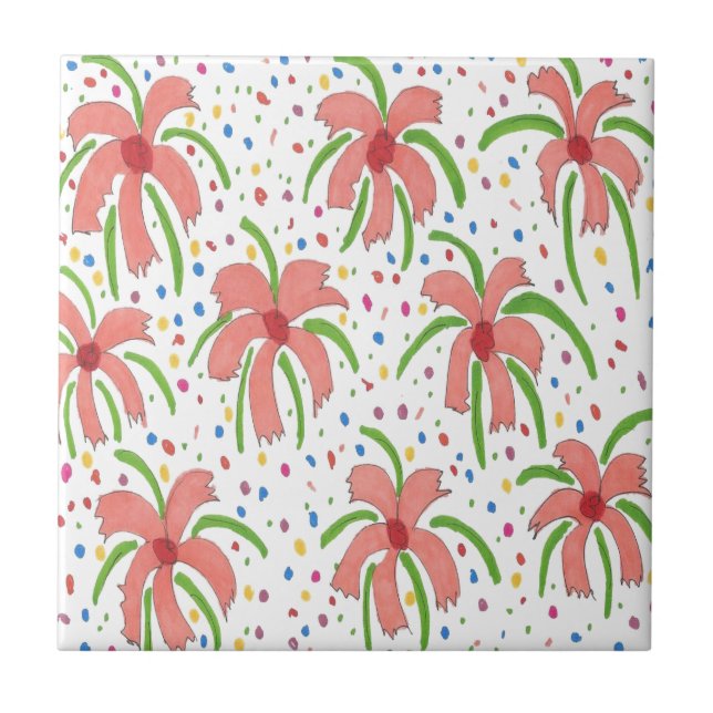 Tropical Fiesta Blume Fliese (Vorderseite)