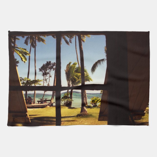 Tropical Fiji Beach Scene ktcnm Geschirrtuch (Horizontal)