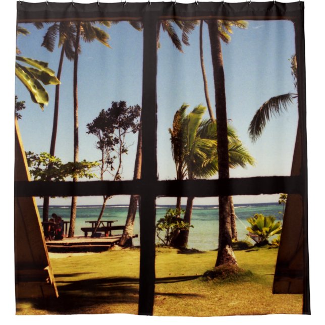 Tropical Fiji Beach Scene sccna Duschvorhang (Vorderseite)