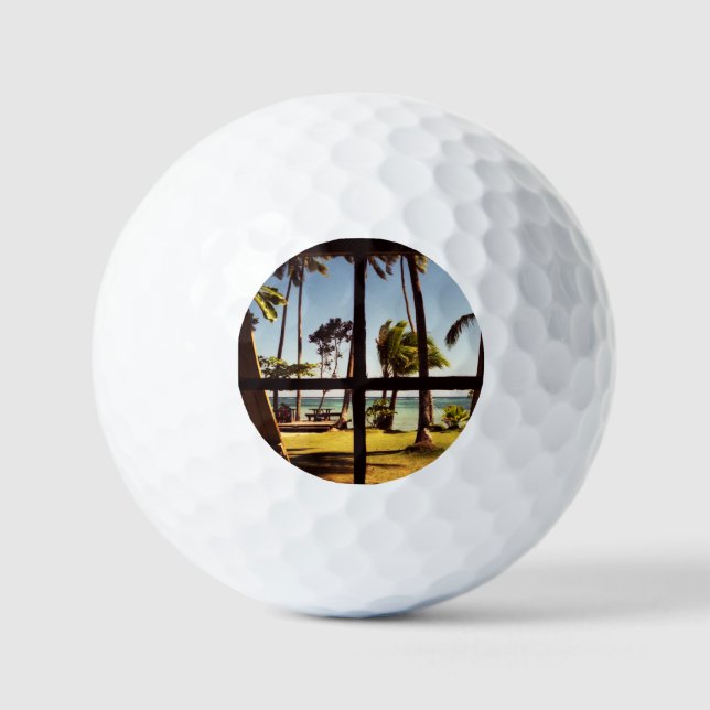 Tropical Fiji Beach Scene va gbcna Golfball (Vorderseite)