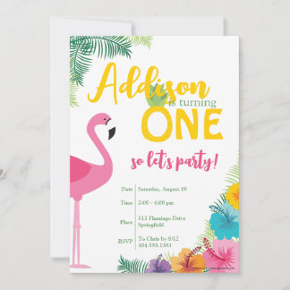 Tropical First Birthday Party. Luau Invite Einladung