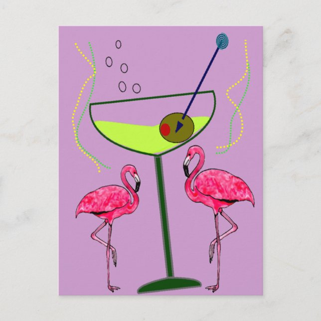 Tropical Flamingo Art Geschenke Postkarte (Vorderseite)