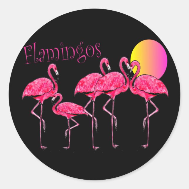 Tropical Flamingo Art Geschenke Runder Aufkleber (Vorderseite)