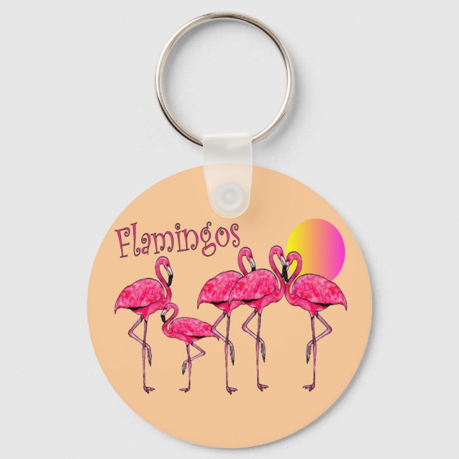 Tropical Flamingo Art Geschenke Schlüsselanhänger (Vorderseite)