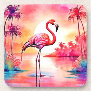 Tropical Flamingo Art Getränkeuntersetzer