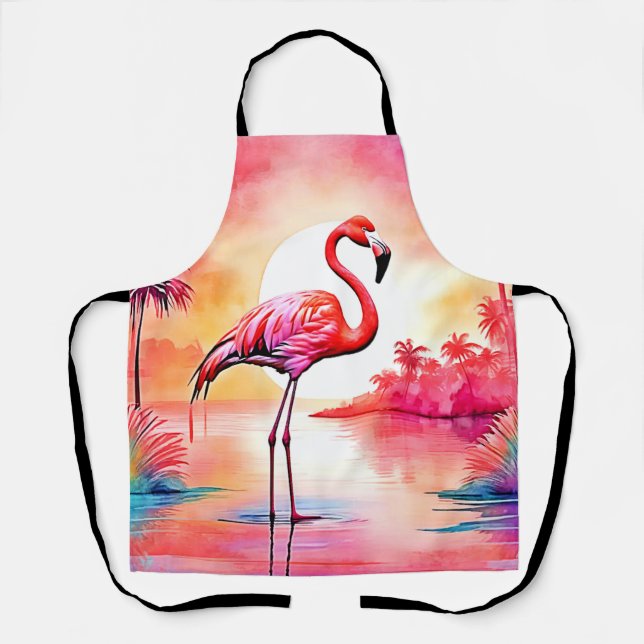 Tropical Flamingo Art Schürze (Vorderseite)