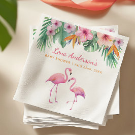 Tropical Flamingo Baby Dusche Napkin mit Namen Serviette