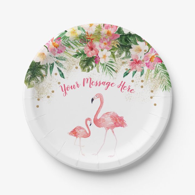 Tropical Flamingo Baby Dusche Pappteller (Vorderseite)